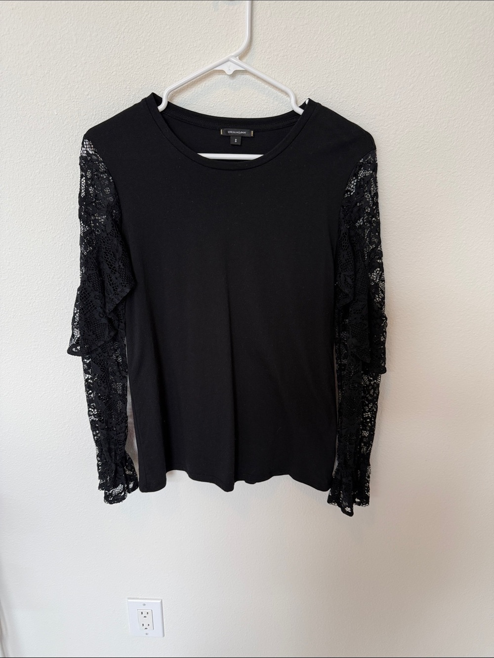 Stella & Dot Black Lace Sleeve Women's Top